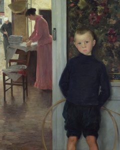 Interior con mujeres y un niño